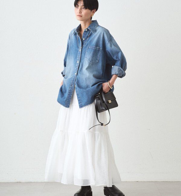  「オーガンジーティアードスカート」|スカート|