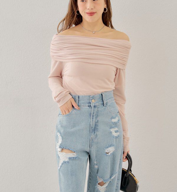  「【2サイズ/6色展開/サイズ比較動画あり】ダメージワイドデニムパンツ」|デニム|