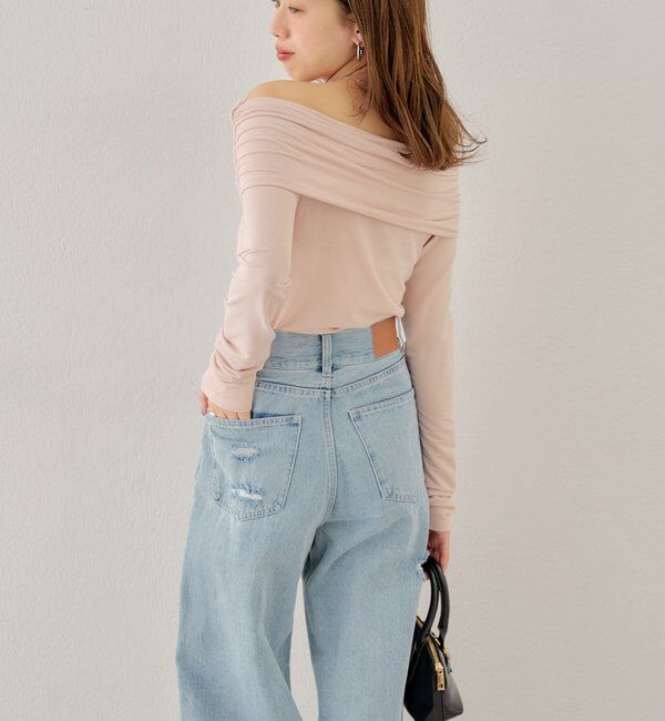  「【2サイズ/6色展開/サイズ比較動画あり】ダメージワイドデニムパンツ」|デニム|