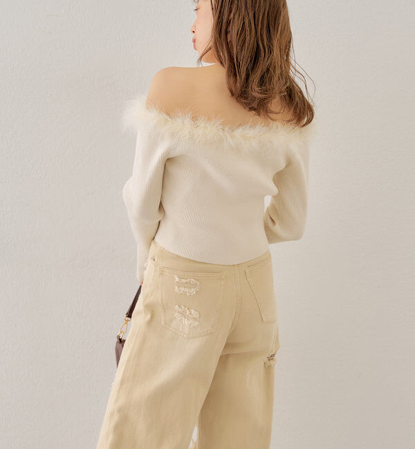  「【2サイズ/6色展開/サイズ比較動画あり】ダメージワイドデニムパンツ」|デニム|