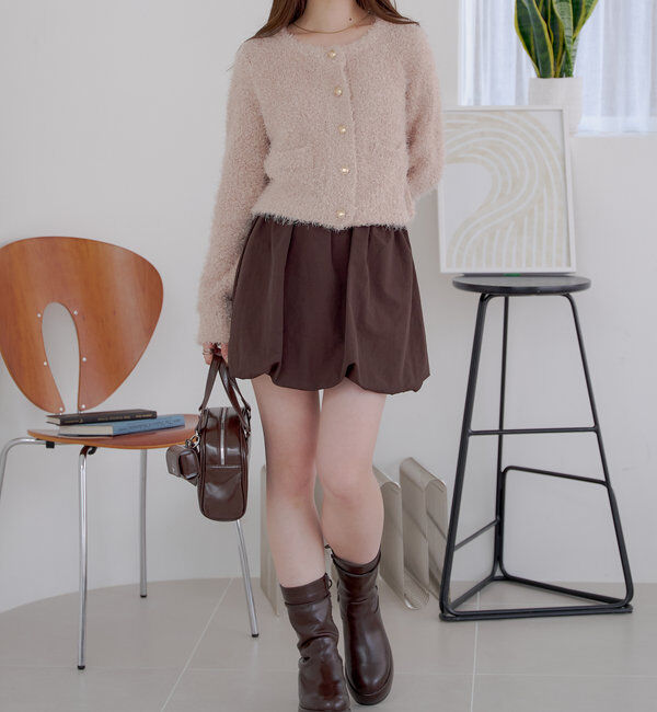  「【セットアップ対応】ラメシャギー金釦コンパクト長袖カーディガン」|カーディガン|