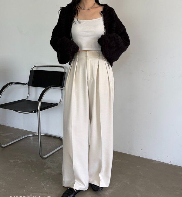  「【累計2万本突破！】【低身長・高身長サイズあり】2タックワイドパンツ」|チノ|