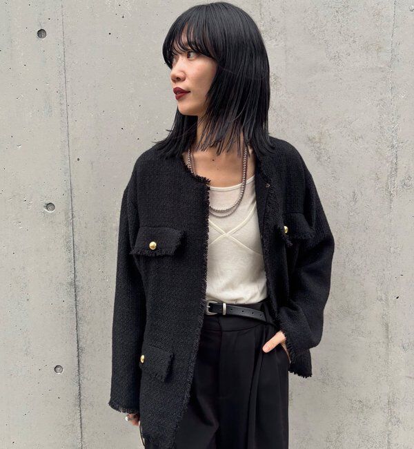 「【インフルエンサー＠akane_nagataコラボ】ツイードジャケット」|その他|ブラック
