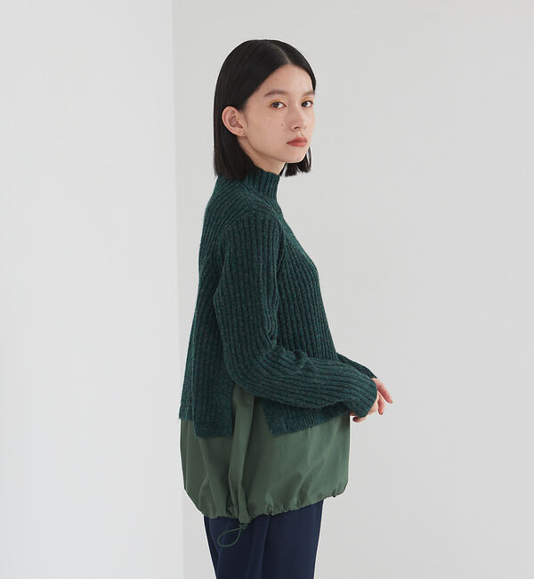 collex「エアリヤーン2WAYプルオーバー」|ニット・セーター|グリーン