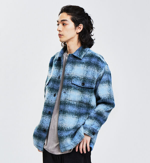 ABAHOUSE「【AH ABAHOUSE】シャギー CPOジャケット」|ブルゾン・スタジャン|ブルー