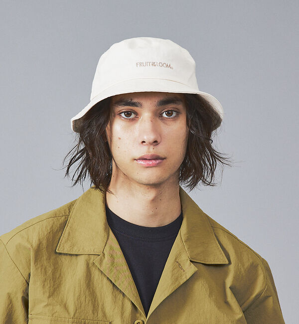 ABAHOUSE「【FRUIT OF THE LOOM】フロントロゴ刺繍 ツイル バケット ハット」|その他|オフホワイト