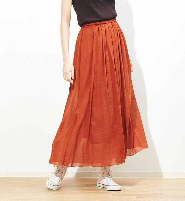 Rouge vif「ギャザーロングスカート」|スカート|ブラウン