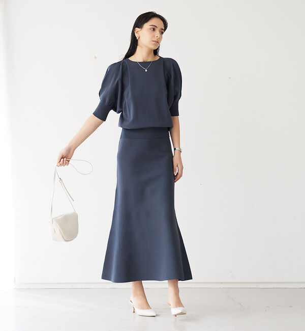 Rouge vif「【セットアップ対応】フレアニットスカート」|スカート|チャコールグレー