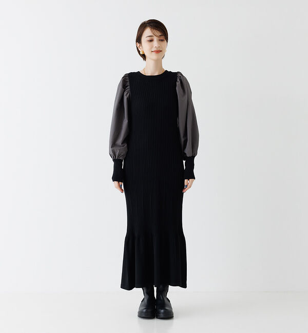 Rouge vif「ファブリック  スリーブニットワンピース」|ワンピース|