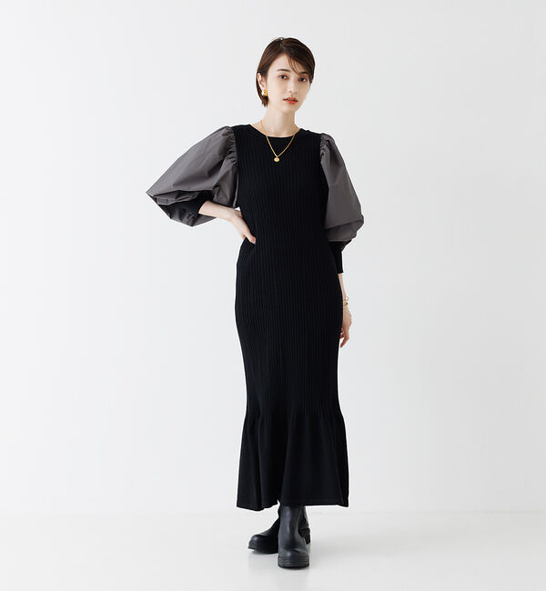 Rouge vif「ファブリック  スリーブニットワンピース」|ワンピース|