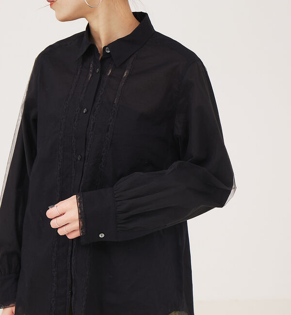 Rouge vif「袖チュールレースシャツ」|シャツ・ブラウス|