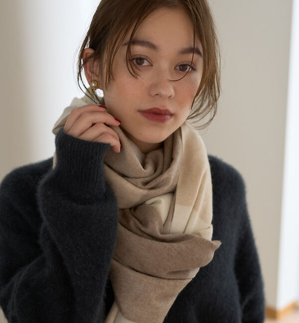 Rouge vif「カシミヤ　大判チェックストール」|マフラー|