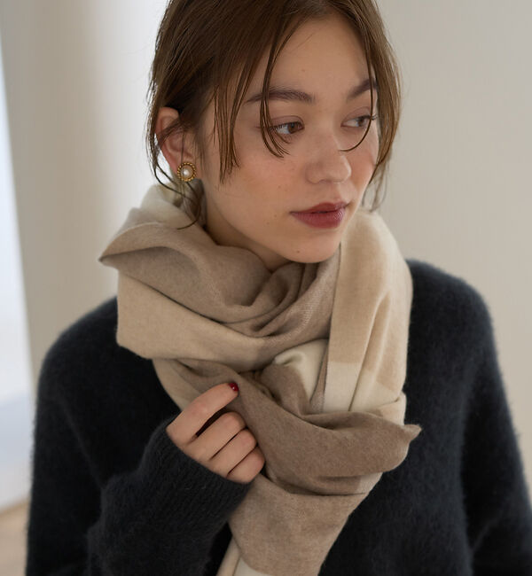 Rouge vif「カシミヤ　大判チェックストール」|マフラー|