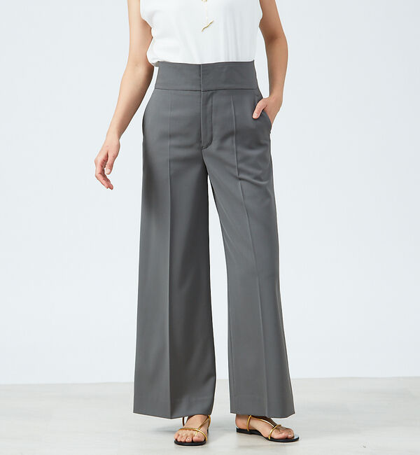 qualite「強撚ギャバハイウエストワイドパンツ」|その他|