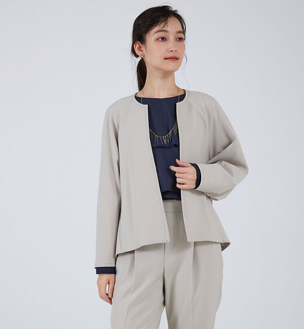qualite「バックペプラムジャケット」|その他|グレージュ