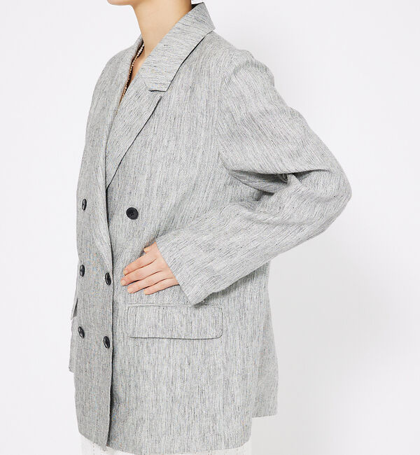 qualite「ラメスラブリネンダブルジャケット」|その他|