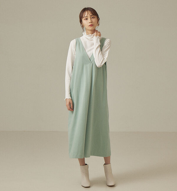 abahouse mavie「【前後着用可】カルゼジャージーワンピース」|ワンピース|セージグリーン
