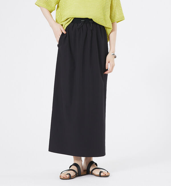 abahouse mavie「ナイロンストレッチロングスカート」|スカート|ブラック