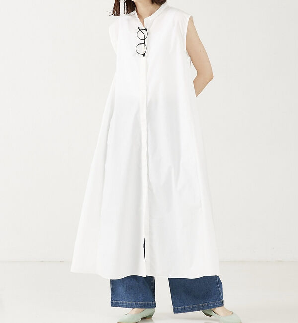 abahouse mavie「【大人のいちまんワンピ】ブロードノースリシャツワンピ」|ワンピース|ホワイト