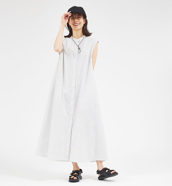 abahouse mavie「【大人のいちまんワンピ】ブロードノースリシャツワンピ」|ワンピース|