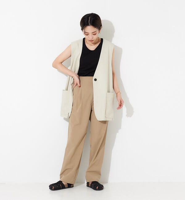 NOMINE「後ろゴムハイウエストタックパンツ」|スラックス|