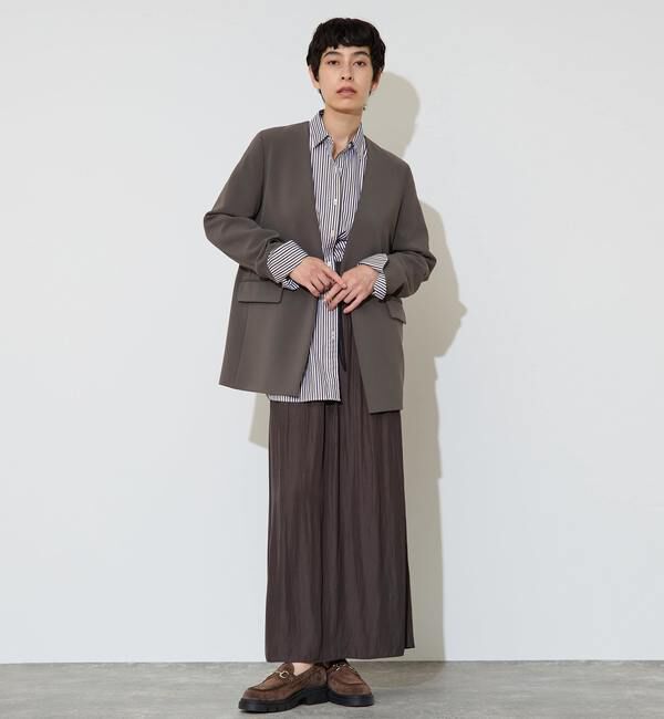 Liesse「【定番】ダブルクロスノーカラージャケット」|ノーカラージャケット|