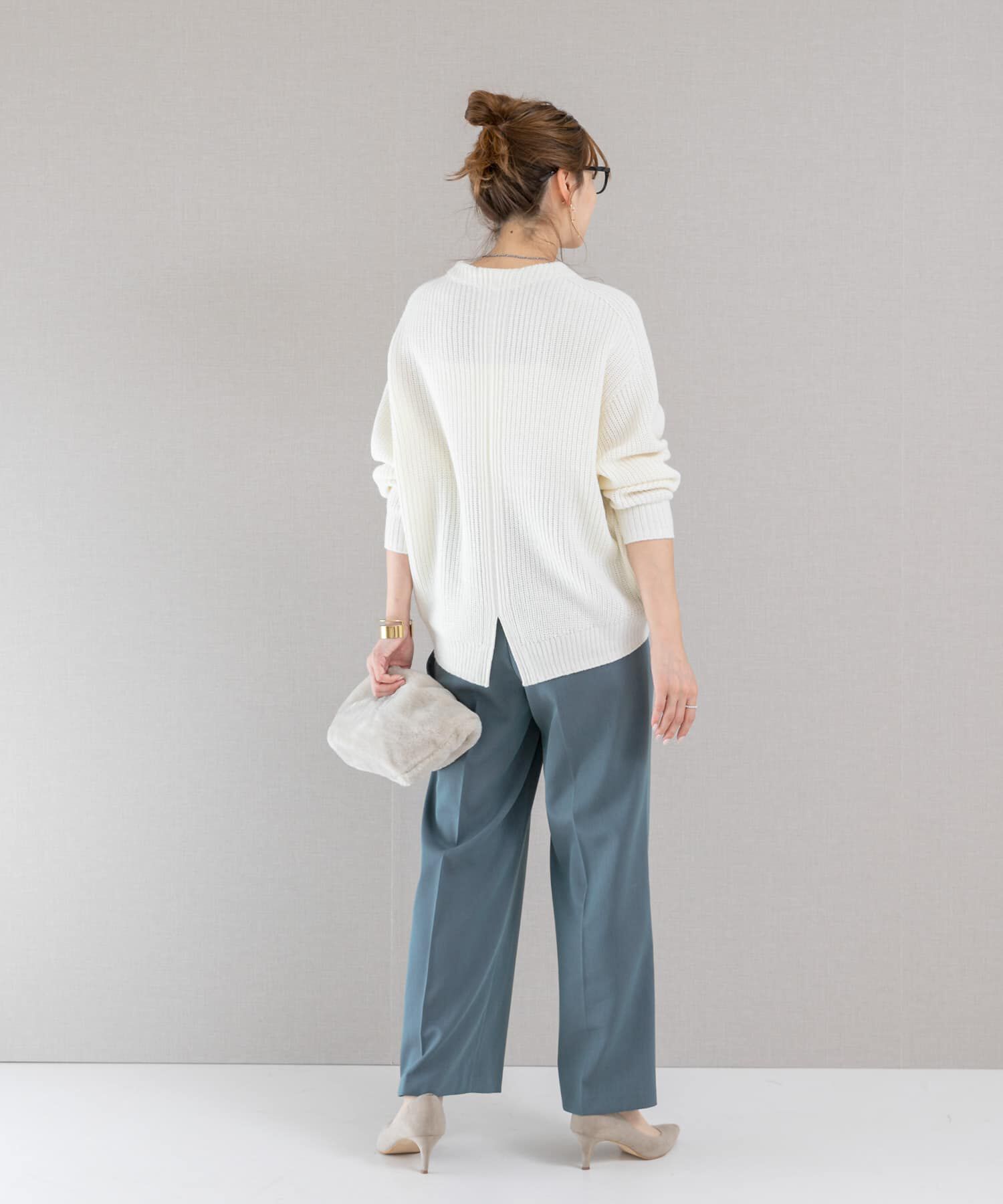 URBAN RESEARCH ROSSO「ボートネックバックスリット畦ニット」|ニット・セーター|