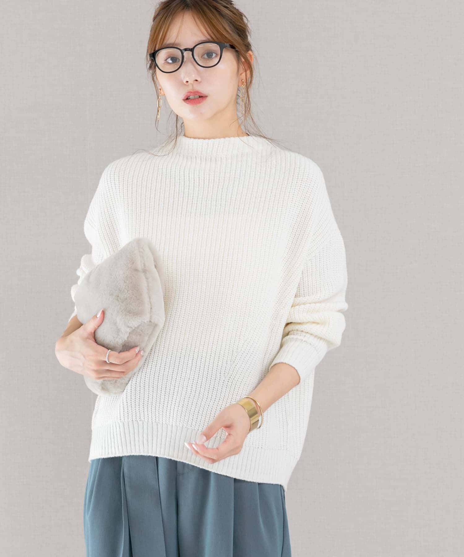 URBAN RESEARCH ROSSO「ボートネックバックスリット畦ニット」|ニット・セーター|