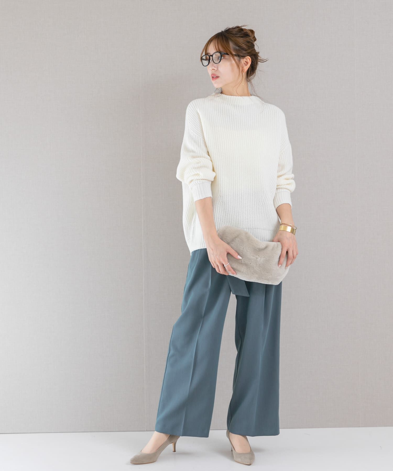 URBAN RESEARCH ROSSO「ボートネックバックスリット畦ニット」|ニット・セーター|