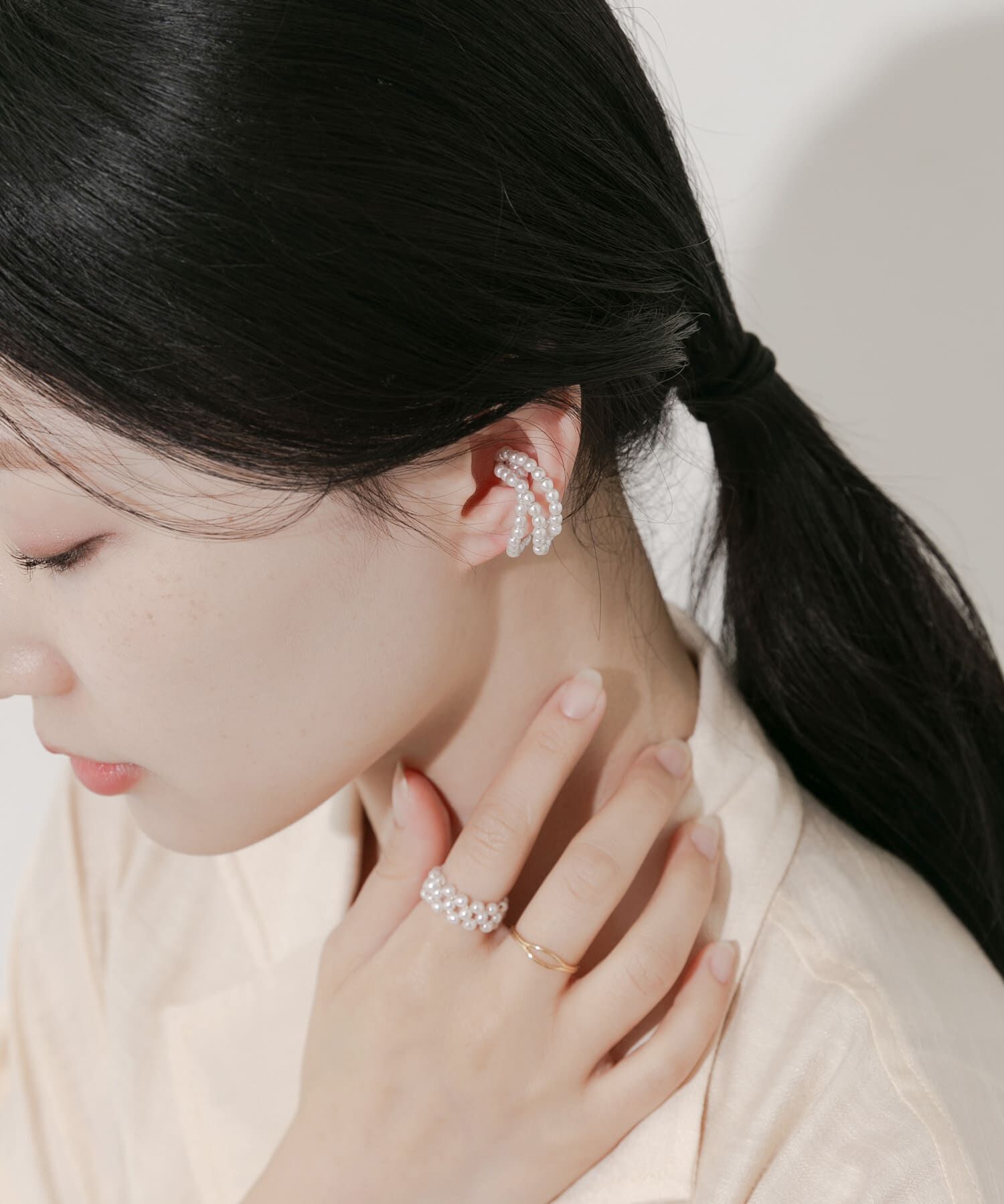 SMELLY「パール3セットリング」|リング|