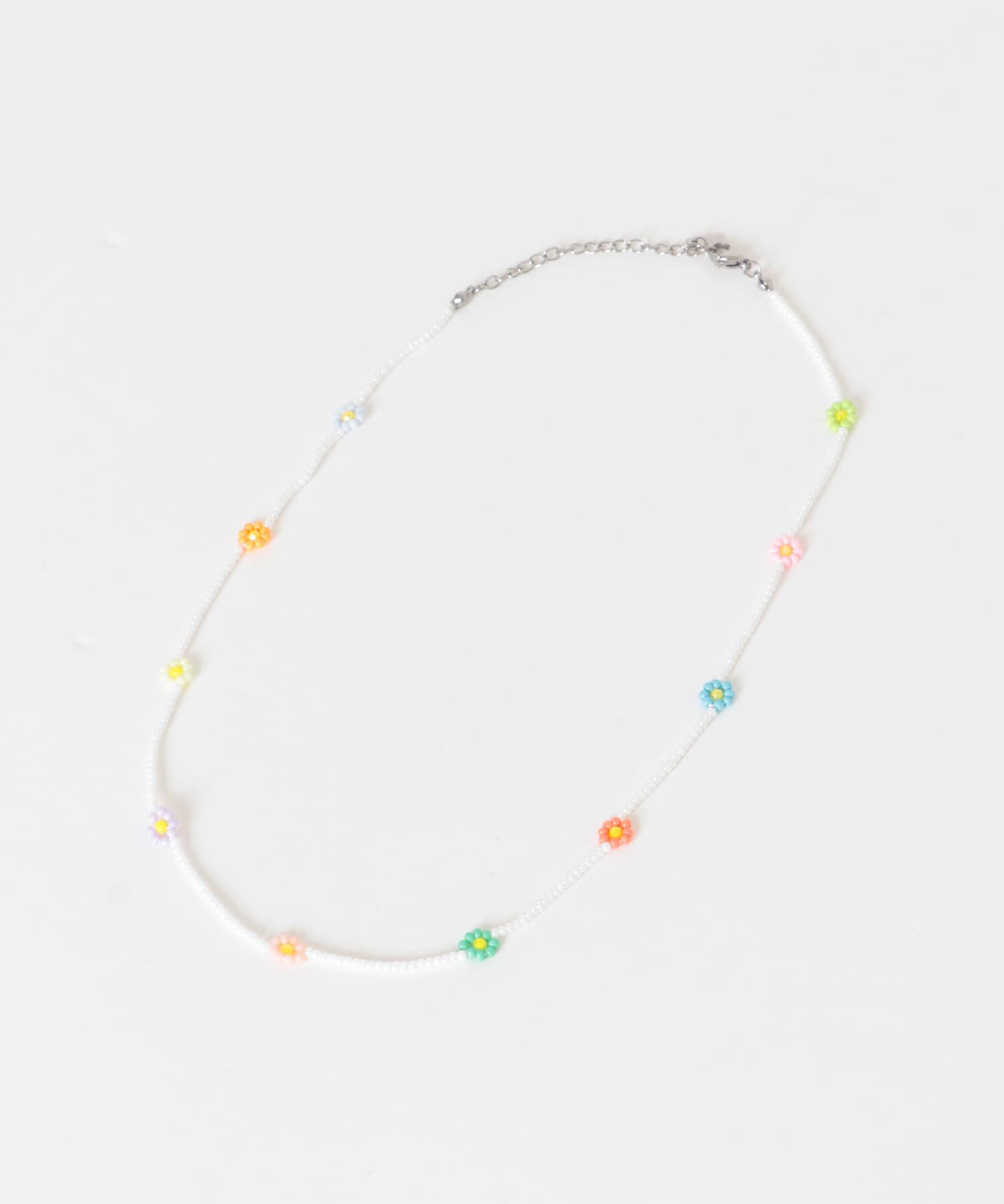 SMELLY「ステンレスフラワーモチーフビーズネックレス」|ネックレス|