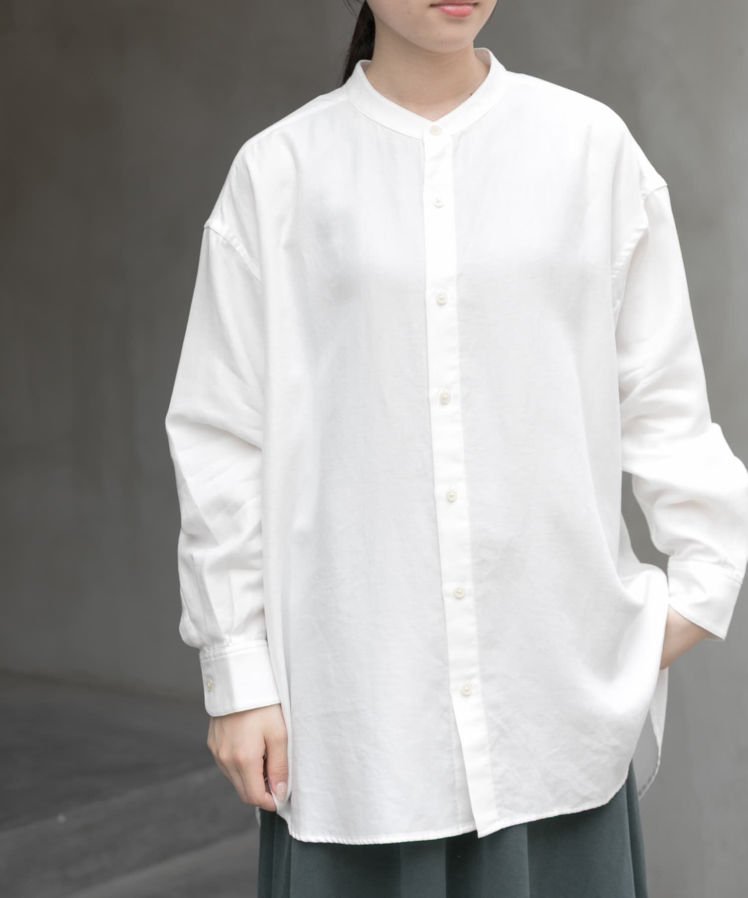 URBAN RESEARCH DOORS「FORK&SPOON　バンドカラーダブルクロスシャツ」|シャツ・ブラウス|