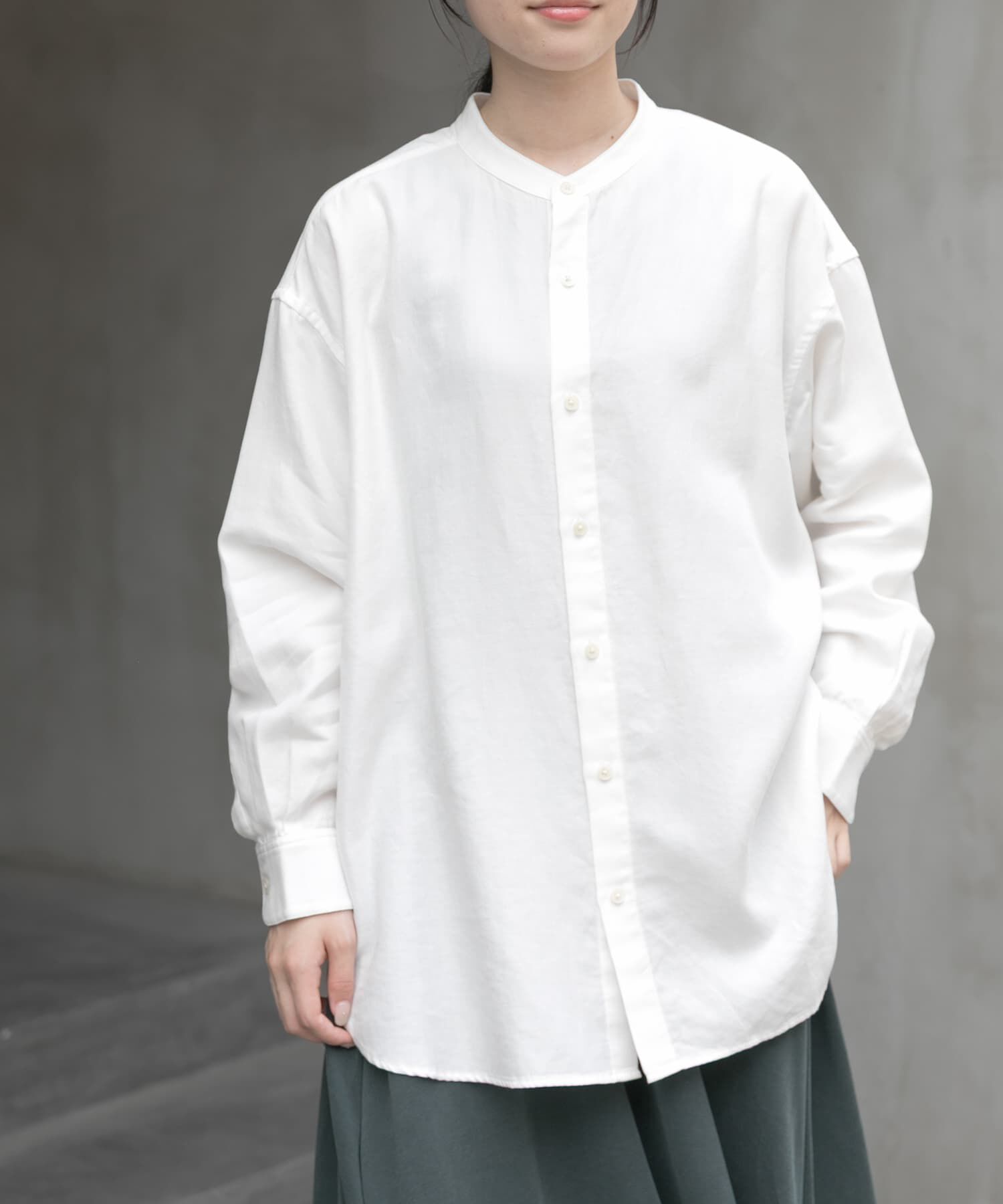 URBAN RESEARCH DOORS「FORK&SPOON　バンドカラーダブルクロスシャツ」|シャツ・ブラウス|