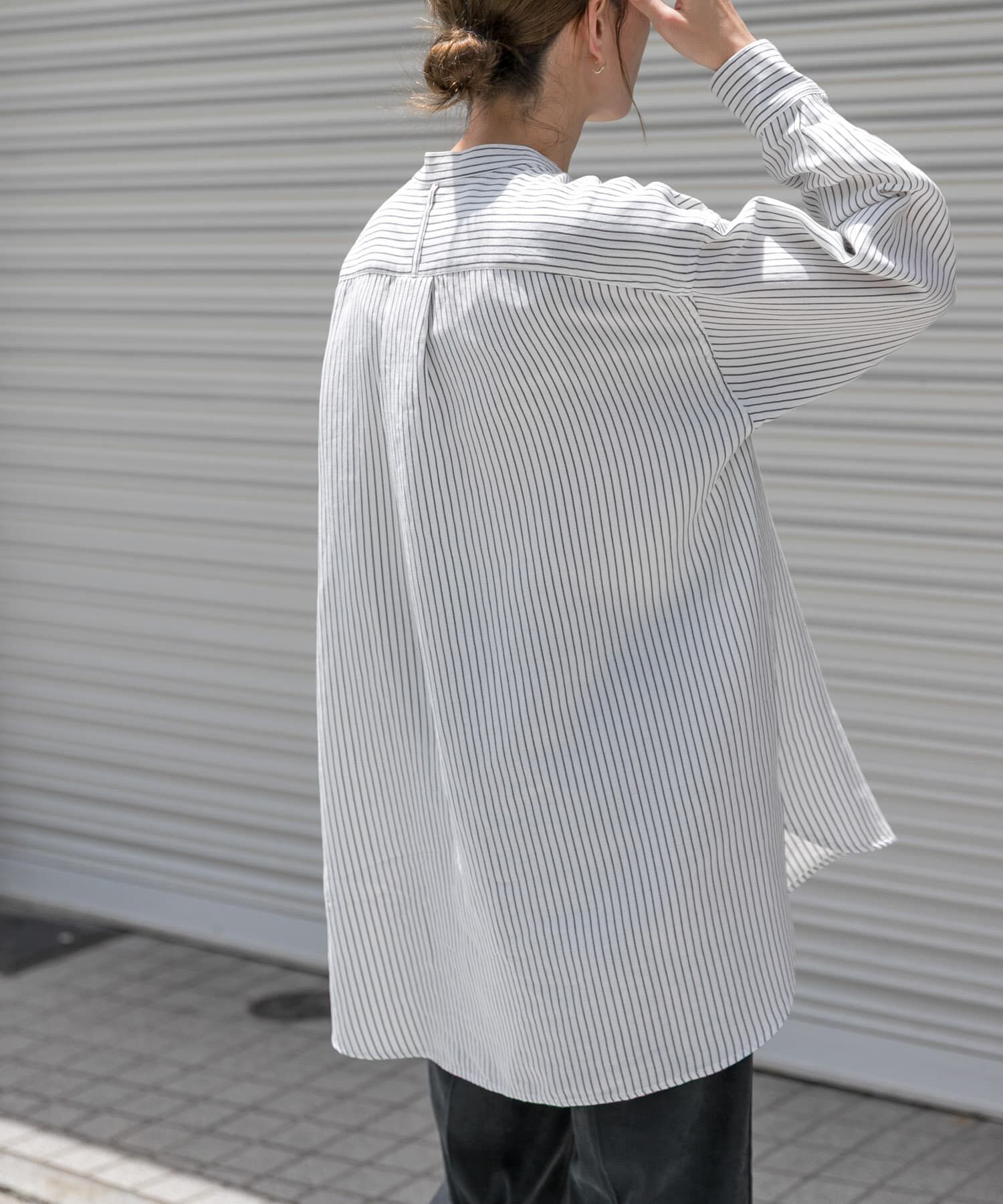 URBAN RESEARCH DOORS「FORK&SPOON　バンドカラーダブルクロスシャツ」|シャツ・ブラウス|