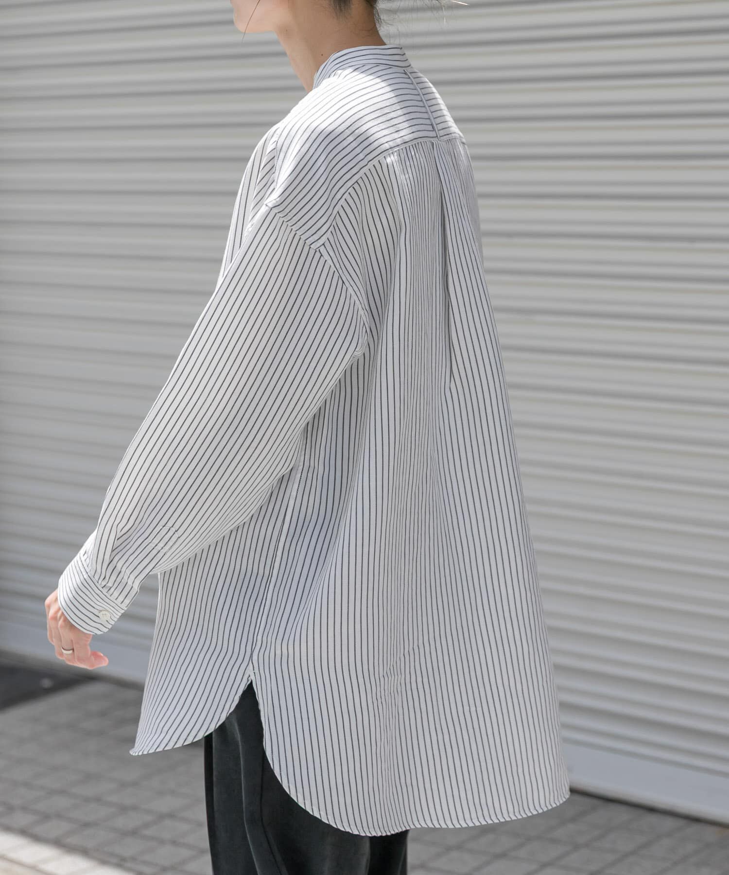 URBAN RESEARCH DOORS「FORK&SPOON　バンドカラーダブルクロスシャツ」|シャツ・ブラウス|