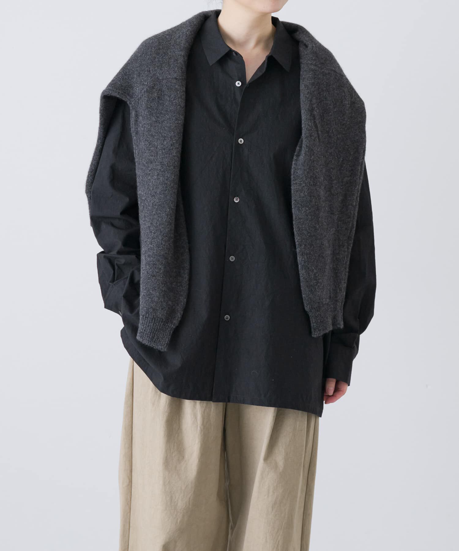 かぐれ「『ユニセックス』コットンレギュラーカラーボックスシャツ」|シャツ・ブラウス|ブラック