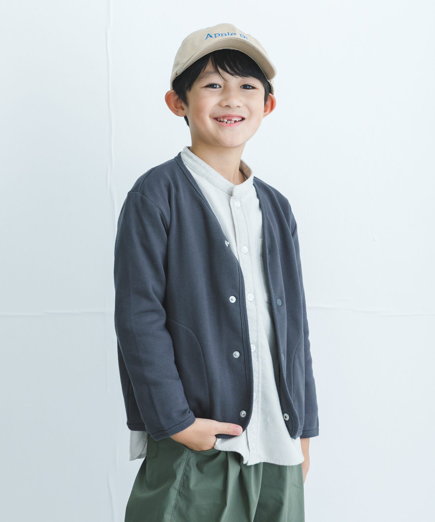 URBAN RESEARCH DOORS「裏毛Vネックカーディガン(KIDS)」|その他|チャコールグレー