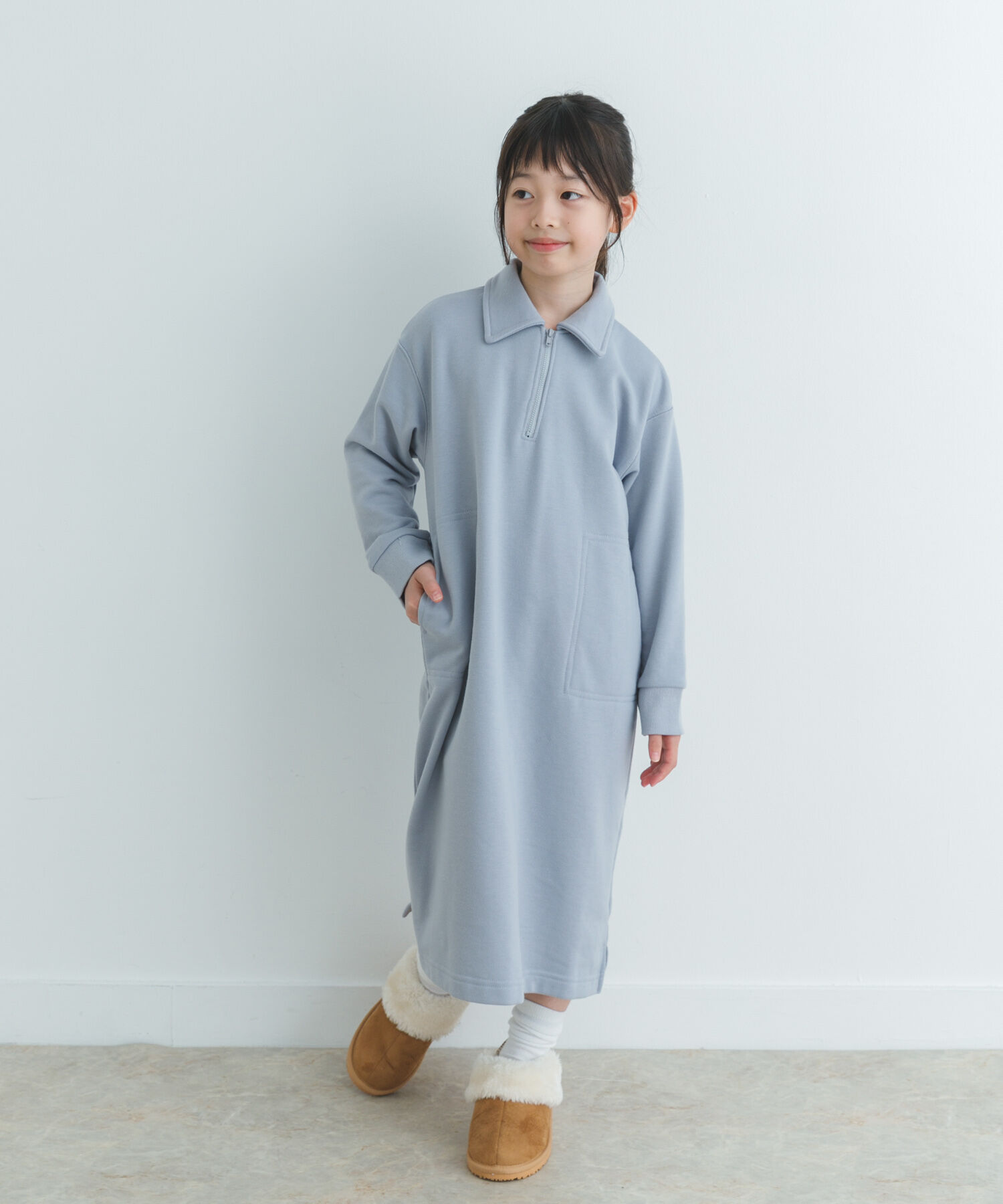 URBAN RESEARCH DOORS「『WEB/一部店舗限定サイズ』裏毛ハーフジップワンピース(KIDS)」|ワンピース|ブルー系その他