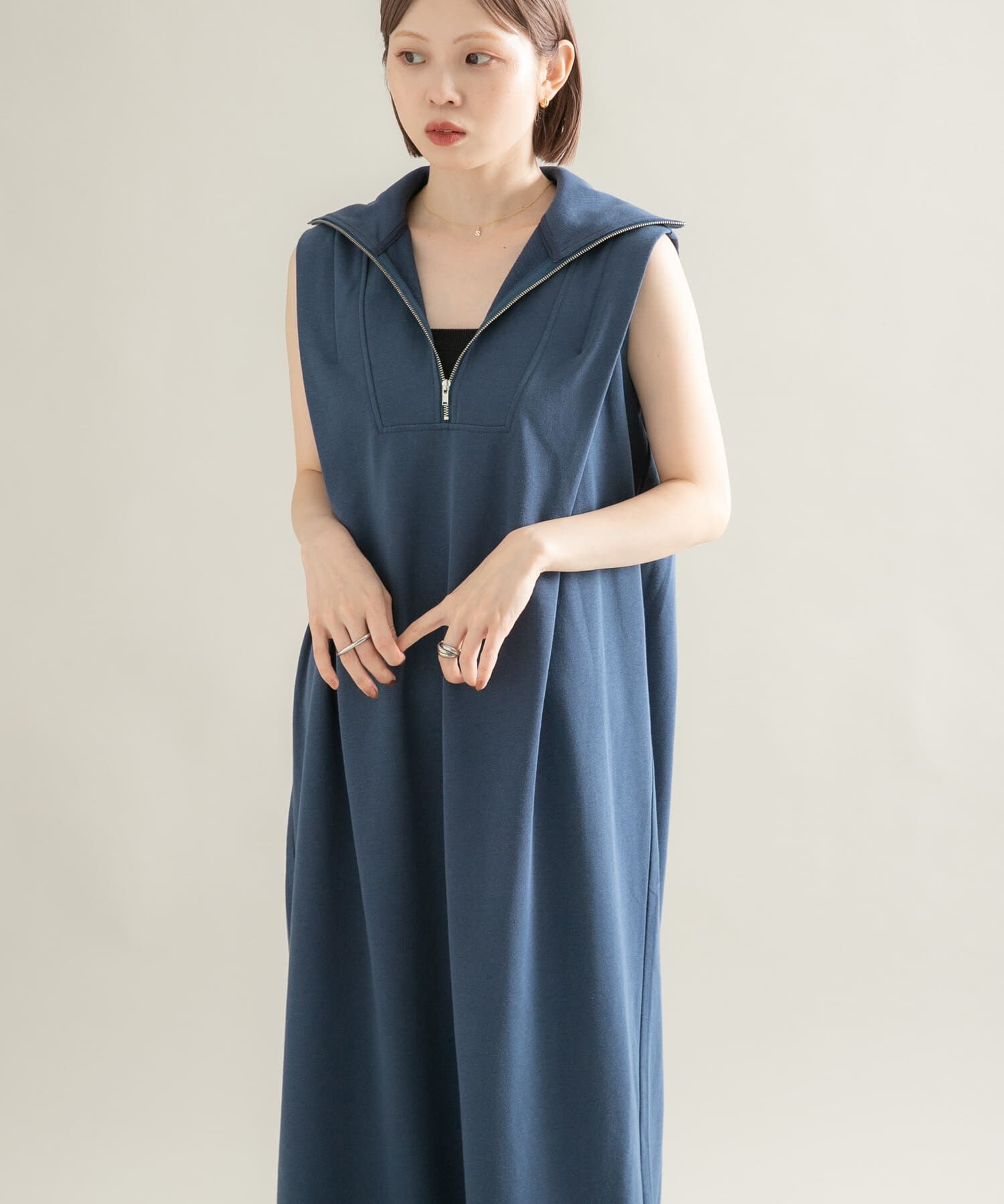  「ハーフZIPカットワンピース」|ワンピース|