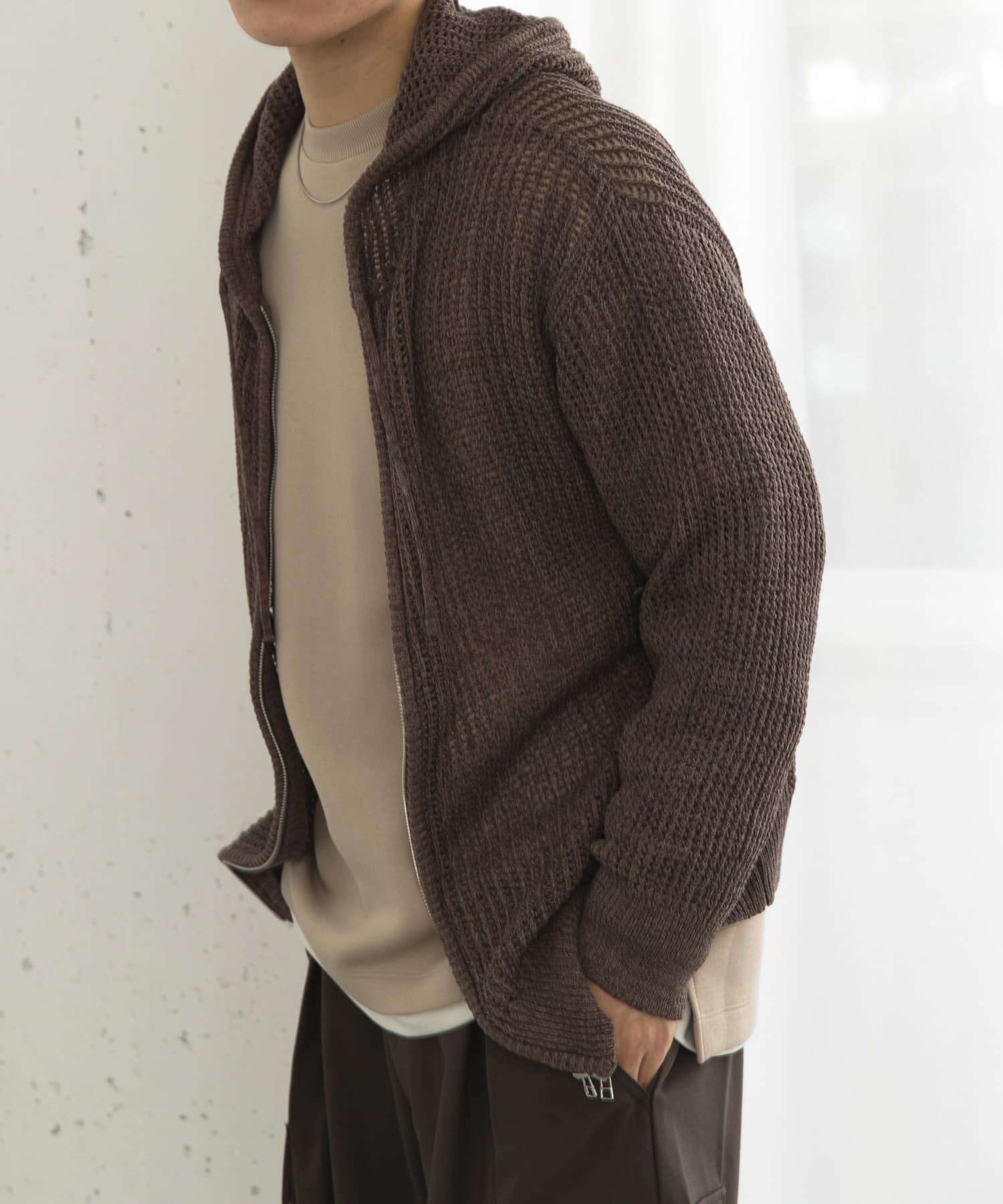 SENSE OF PLACE by URBAN RESEARCH「シアーメッシュフーディージップパーカー」|パーカー|