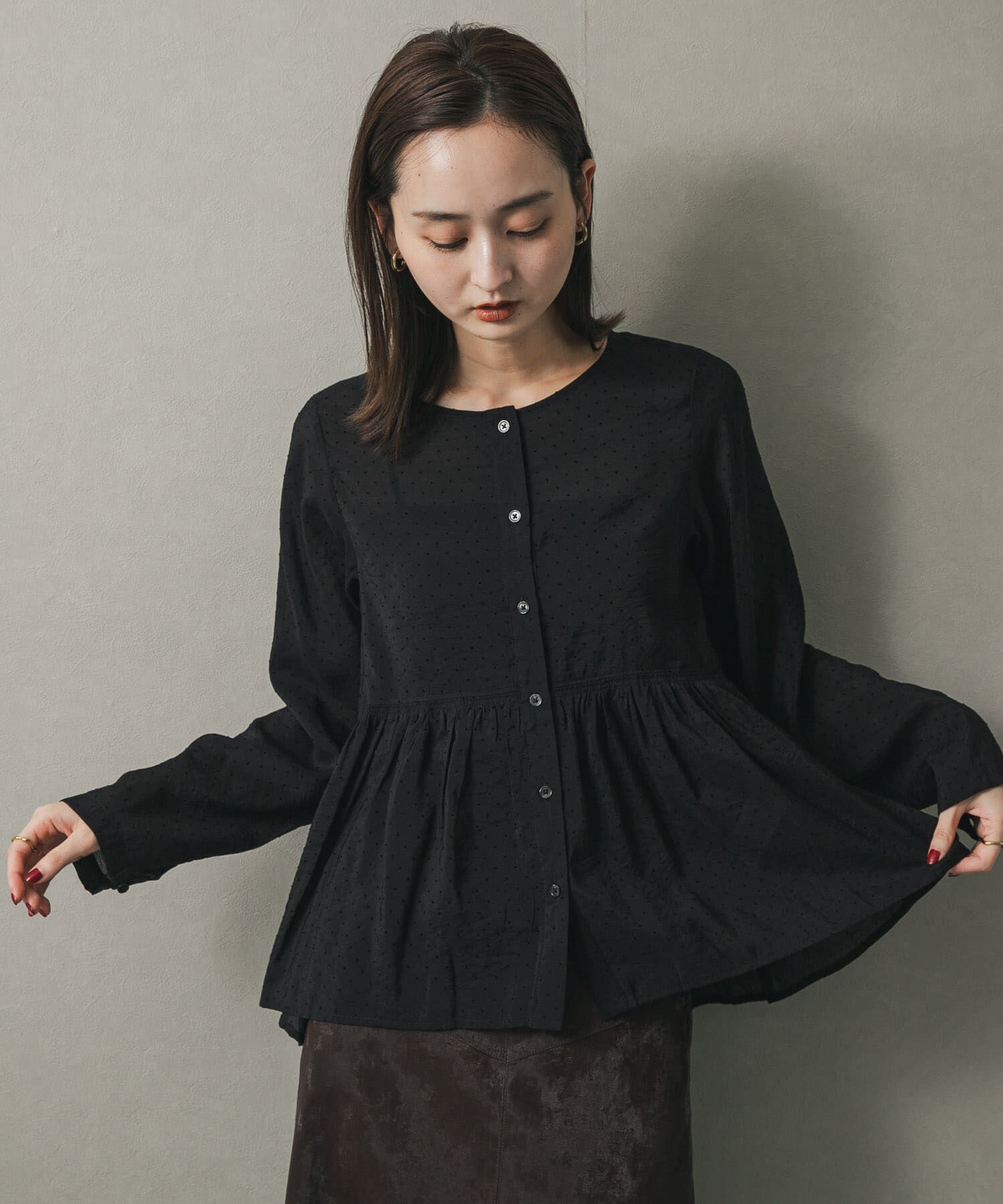 SENSE OF PLACE by URBAN RESEARCH「フロッキードットウエストギャザーブラウス」|シャツ・ブラウス|