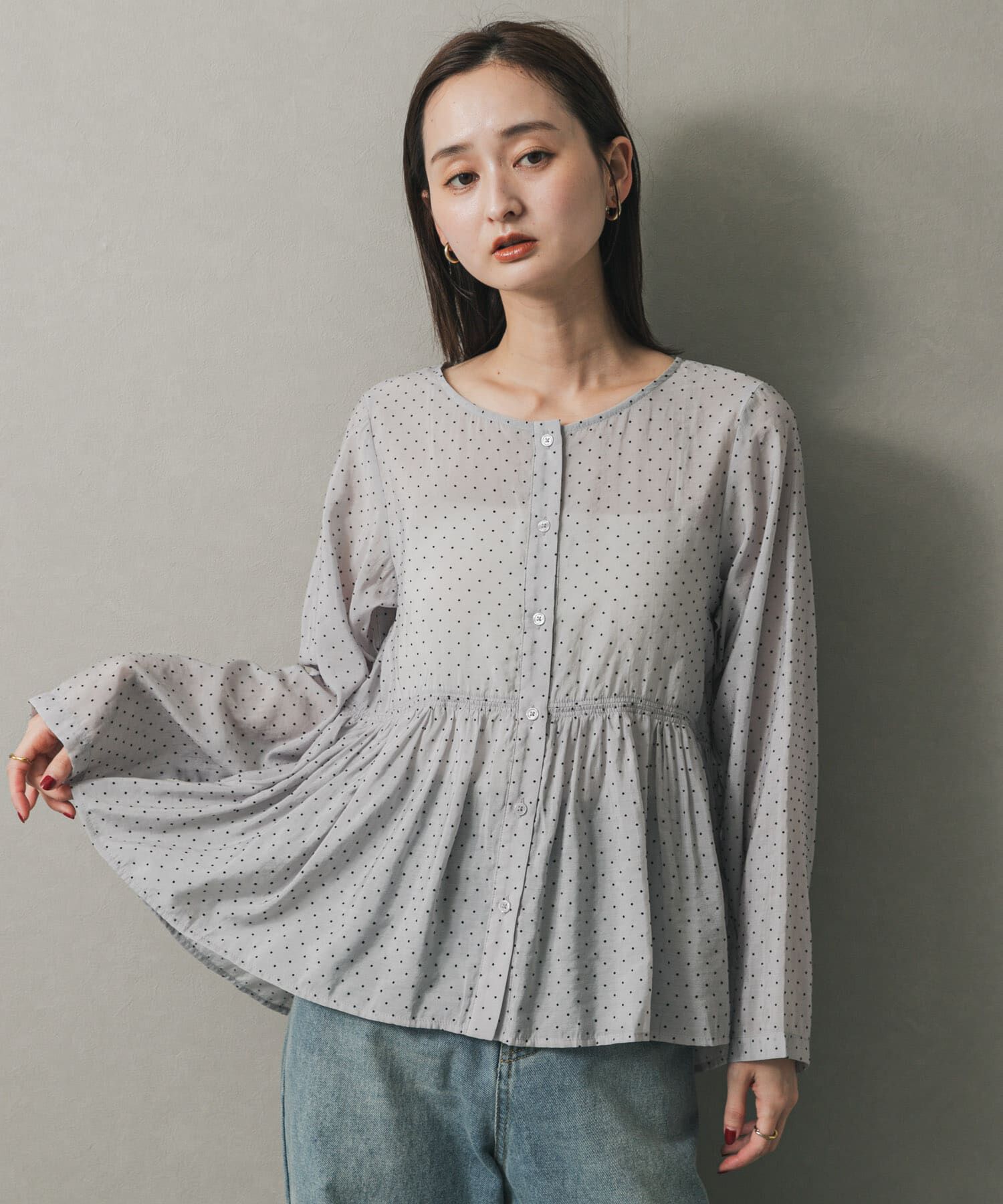 SENSE OF PLACE by URBAN RESEARCH「フロッキードットウエストギャザーブラウス」|シャツ・ブラウス|