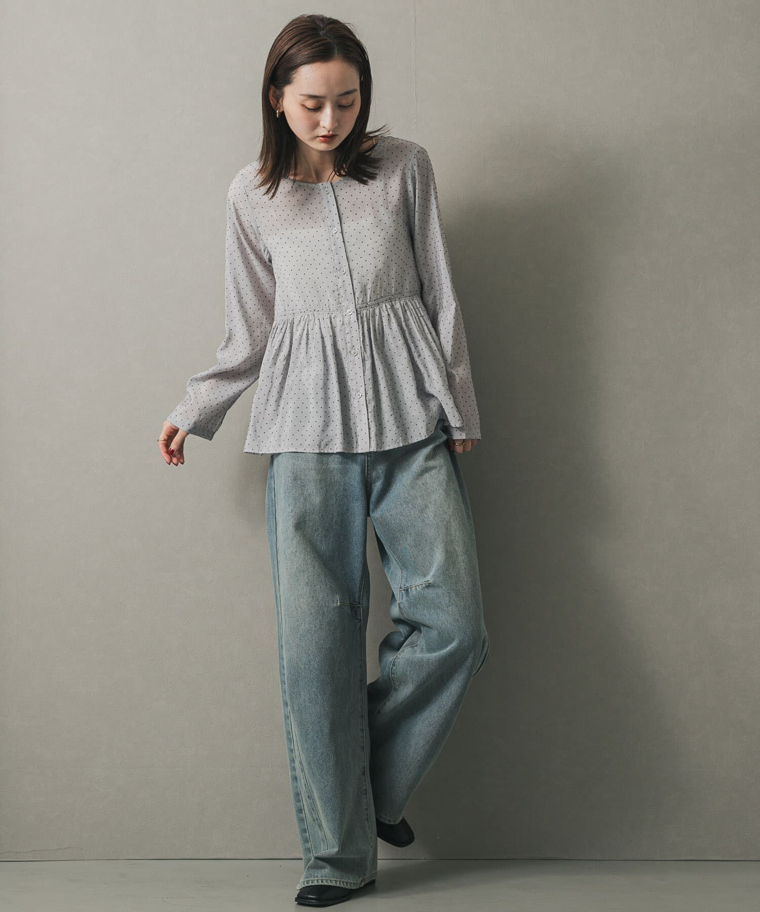 SENSE OF PLACE by URBAN RESEARCH「フロッキードットウエストギャザーブラウス」|シャツ・ブラウス|