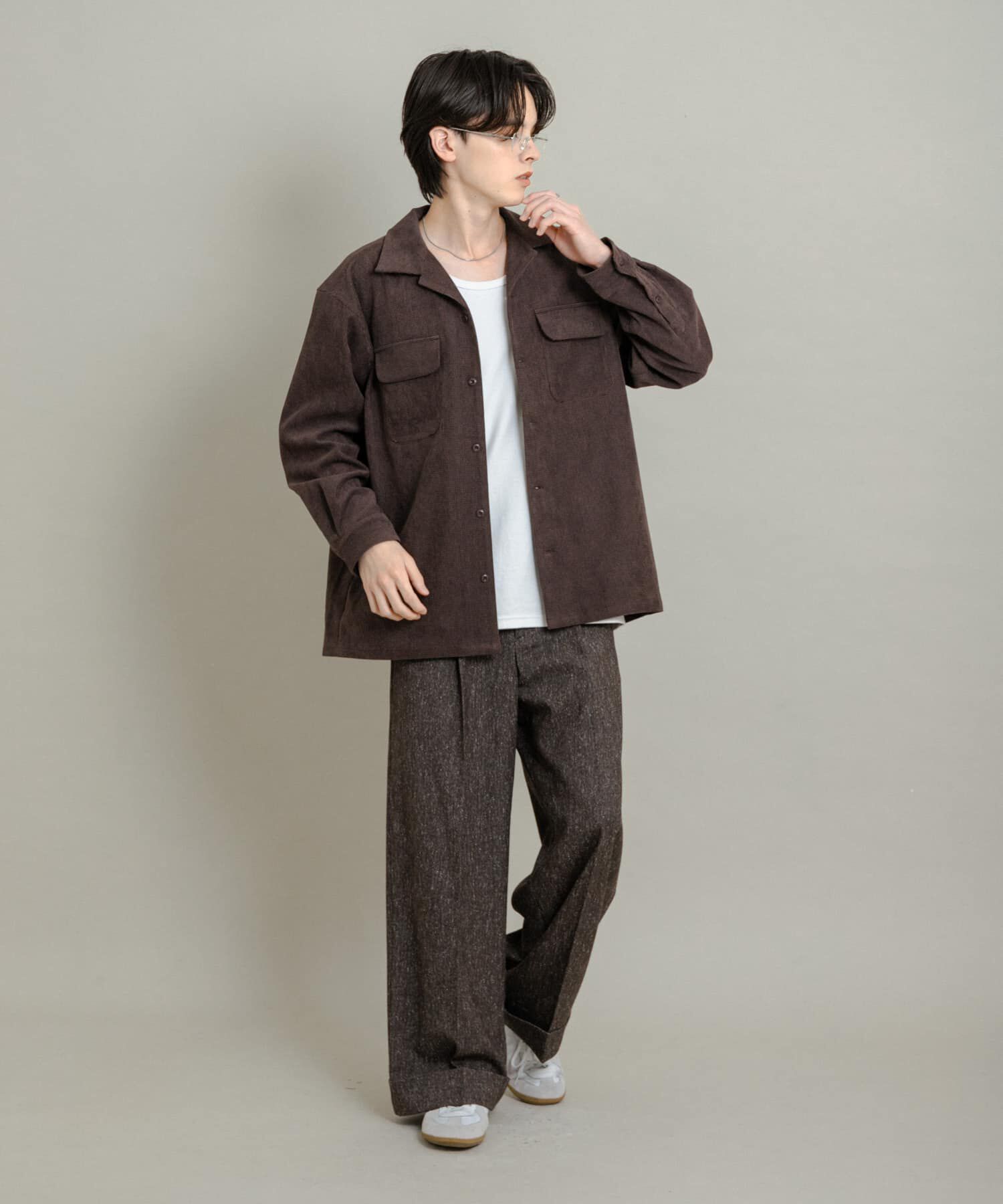 SENSE OF PLACE by URBAN RESEARCH「ブロックコーデュロイオープンカラーシャツ」|シャツ・ブラウス|