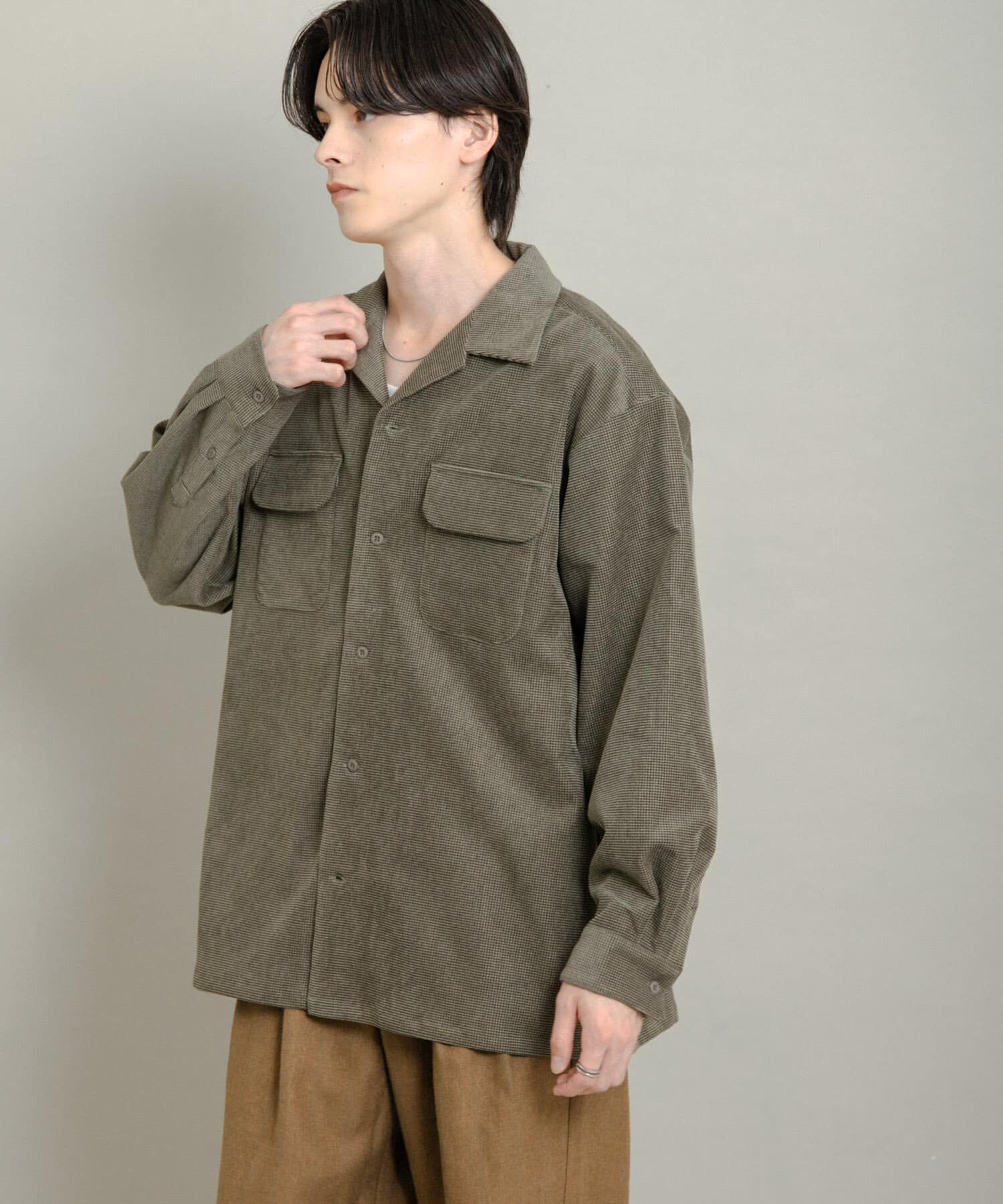 SENSE OF PLACE by URBAN RESEARCH「ブロックコーデュロイオープンカラーシャツ」|シャツ・ブラウス|