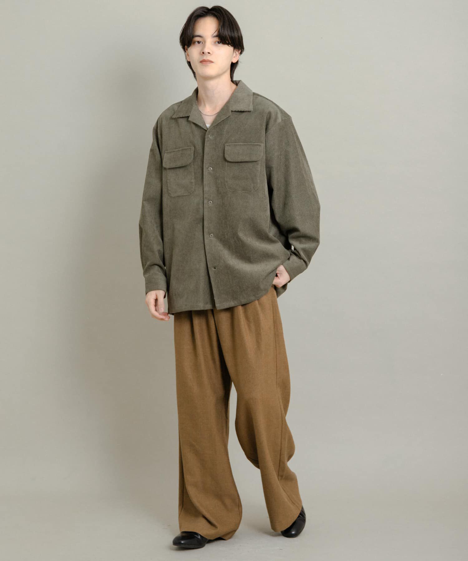 SENSE OF PLACE by URBAN RESEARCH「ブロックコーデュロイオープンカラーシャツ」|シャツ・ブラウス|