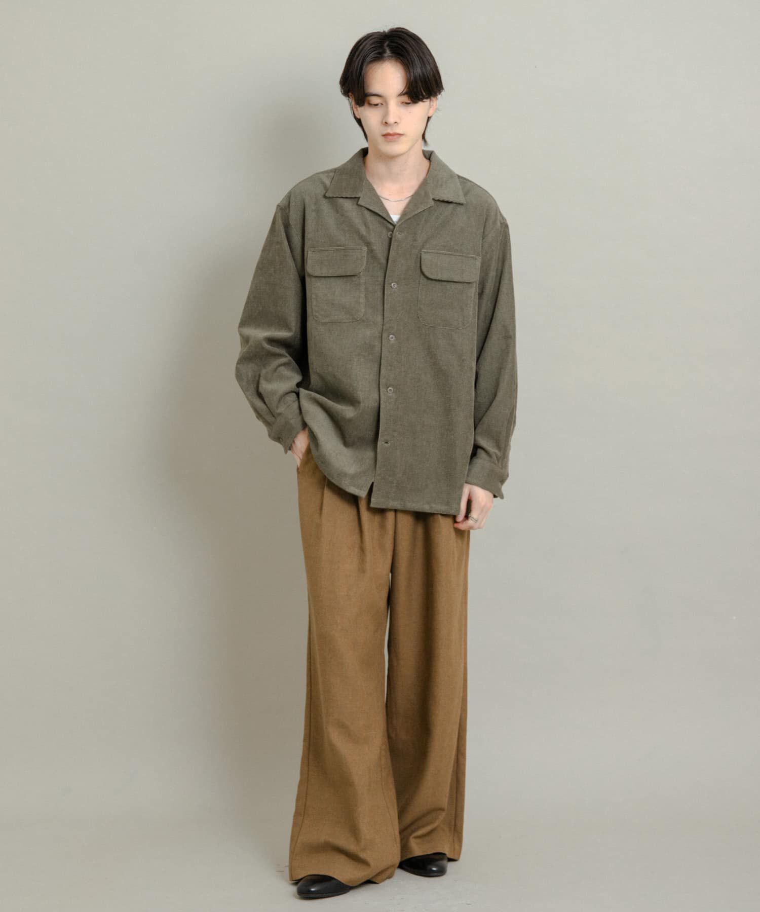 SENSE OF PLACE by URBAN RESEARCH「ブロックコーデュロイオープンカラーシャツ」|シャツ・ブラウス|