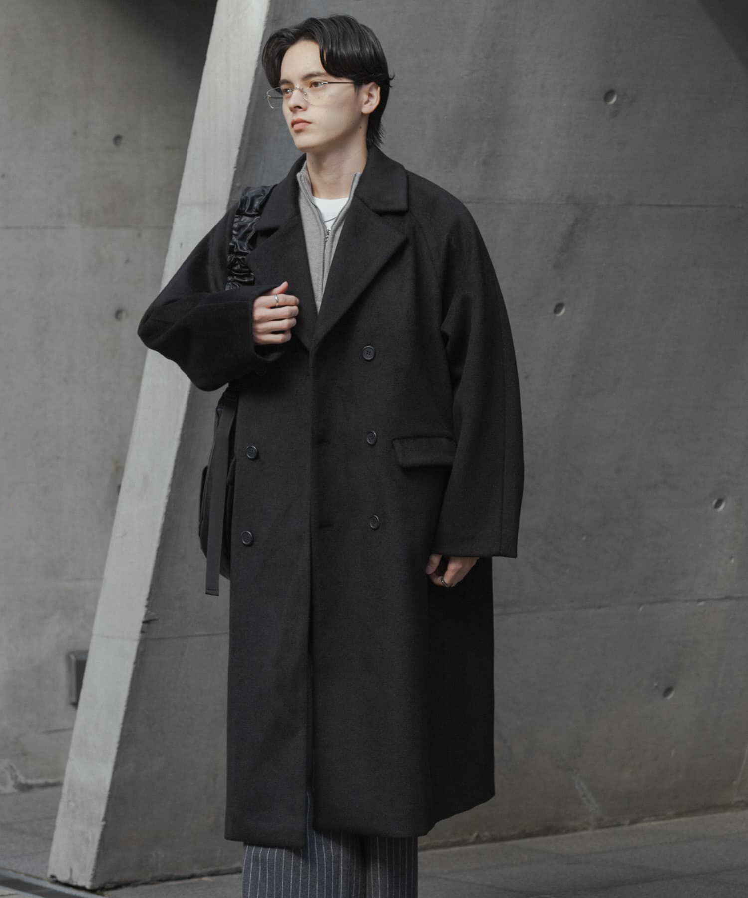 SENSE OF PLACE by URBAN RESEARCH「ウールブレンドダブルロングコート」|ノーカラーコート|