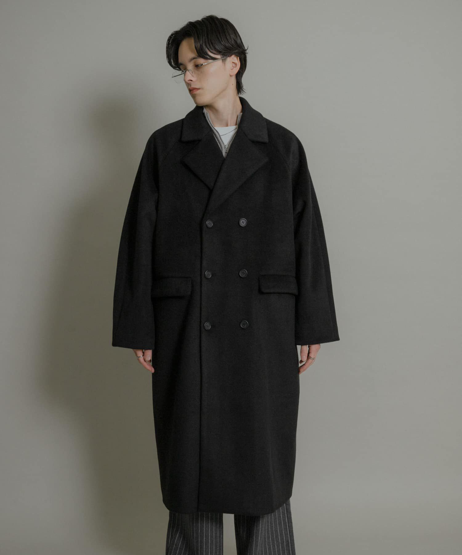 SENSE OF PLACE by URBAN RESEARCH「ウールブレンドダブルロングコート」|ノーカラーコート|