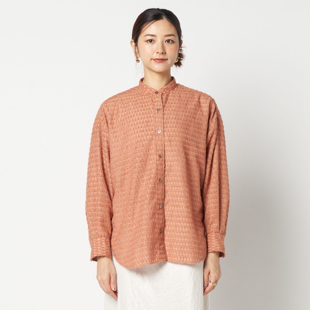 HELIOPOLE「HELIOPOLE CUT JACQUARD BAND COLLAR SHIRT」|シャツ・ブラウス|